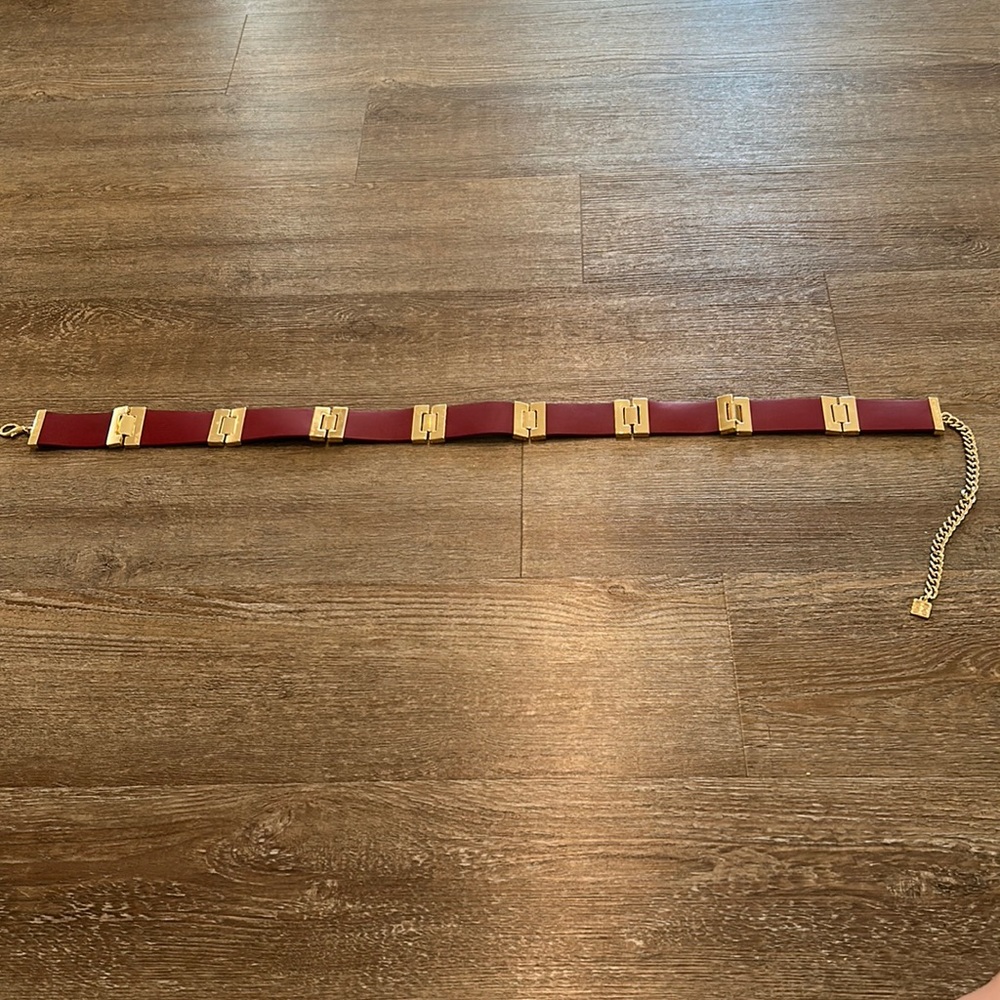 BCBGMAXAZRIA Gold and Red Leather Belt